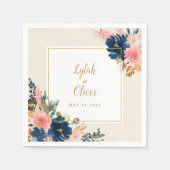 Serviette En Papier L'élégance sauvage | Navy Blush & Gold Mariage (Devant)