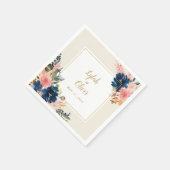 Serviette En Papier L'élégance sauvage | Navy Blush & Gold Mariage (Coin)