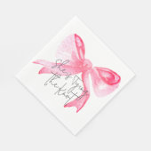 Serviette En Papier L'élégant Nœud Rose Ruban de Shower de Mariée (Coin)