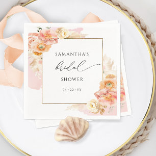 Serviette En Papier L'élégant pêche et rose floral pour la douche de m