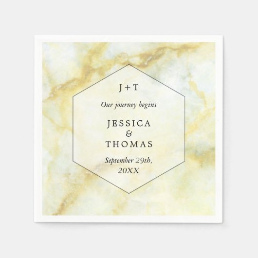 Serviette En Papier L'élégante collection de Mariages en marbre (Devant)