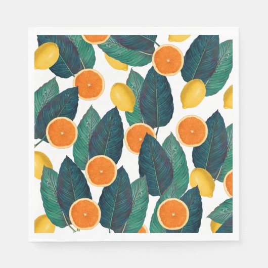 Serviette En Papier Lemon and Oranges White (Devant)
