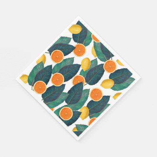 Serviette En Papier Lemon and Oranges White (Coin)
