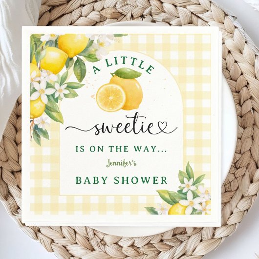 Serviette En Papier Lemon Citrus Baby Shower Yellow Gingham