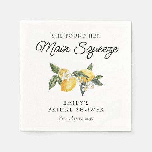 Serviette En Papier Lemon Citrus Main Squeeze Baby Shower Mariage (Devant)