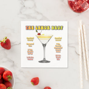 Serviette En Papier LEMON DROP MARTINI Cocktail Recette Art