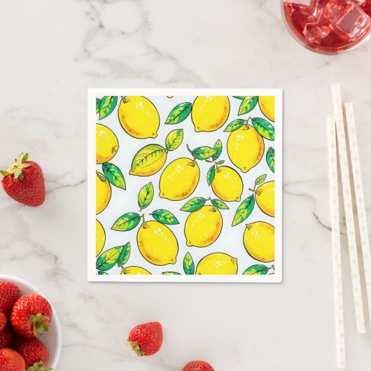 Serviette En Papier lemon napkins (En situation)