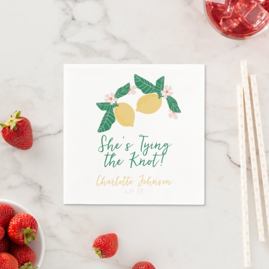 Serviette En Papier Lemon She's Tying the Knot Bridal Shower (En situation)