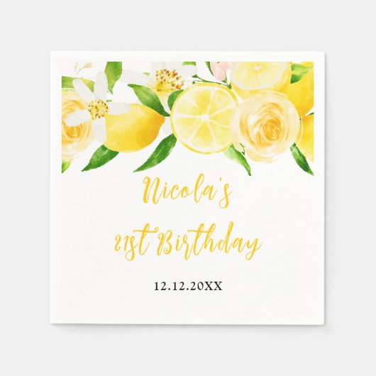 Serviette En Papier Lemons and Foliage Birthday (Devant)