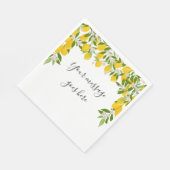 Serviette En Papier Lemons Blossom Green Message de script élégant (Coin)