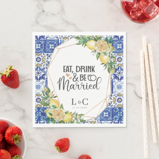 Serviette En Papier Lémons Mosaïque méditerranéenne Mosaïque Mariage r (En situation)