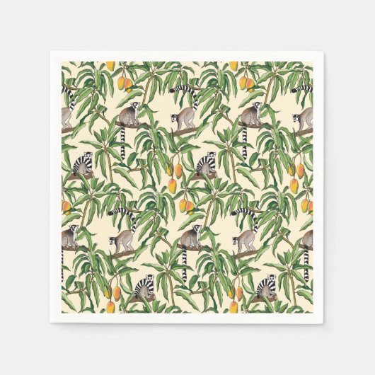 Serviette En Papier lemurs and branches mango seamless pattern   (Devant)