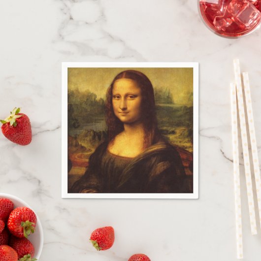 Serviette En Papier Leonardo Da Vinci Mona Lisa Peinture d'Art (En situation)
