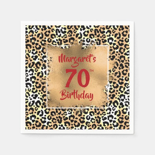 Serviette En Papier Leopard Animal Print Birthday (Devant)