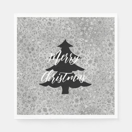 Serviette En Papier Leopard argenté gris Meow Kitty Cat (Devant)