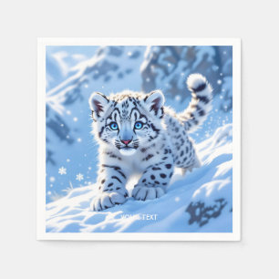 Serviette En Papier Léopard bébé neige mignon fantasy