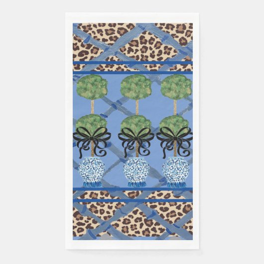 Serviette En Papier Leopard Bleu Bambou Chinoiserie Ginger Jar (Devant)