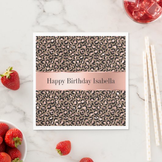 Serviette En Papier Léopard Brown rose (En situation)