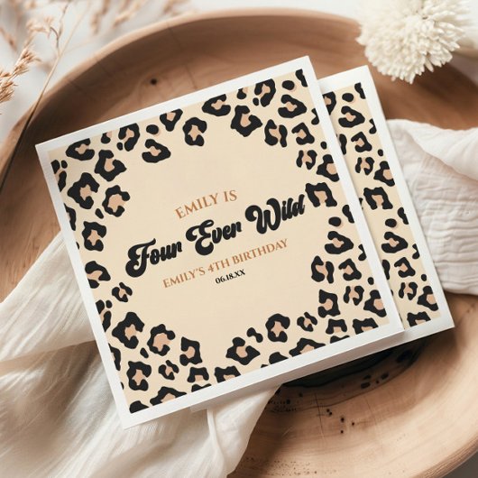 Serviette En Papier Leopard Cheetah Four Ever Wild 4ème anniversaire