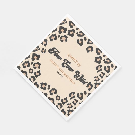 Serviette En Papier Leopard Cheetah Four Ever Wild 4ème anniversaire (Coin)