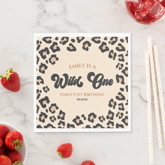 Serviette En Papier Leopard Cheetah Imprimer Wild Un 1er anniversaire (En situation)