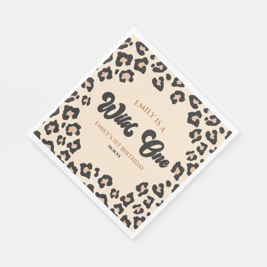 Serviette En Papier Leopard Cheetah Imprimer Wild Un 1er anniversaire (Coin)