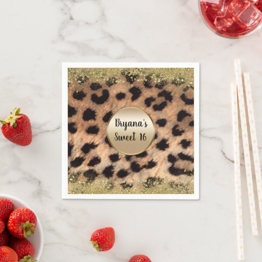 Serviette En Papier Leopard Cheetah Poster de animal Parties scintilla (En situation)