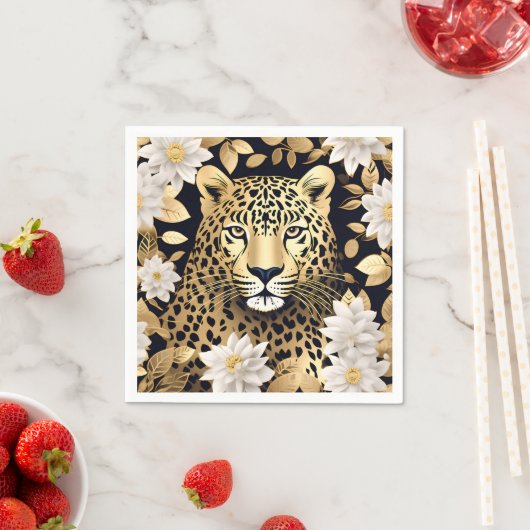 Serviette En Papier Leopard d'animal d'or (En situation)