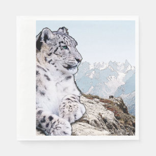 Serviette En Papier Léopard de neige