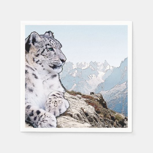 Serviette En Papier Léopard des neiges (Devant)