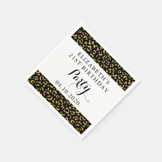 Serviette En Papier Leopard d'or, Parties scintillant, Motif léopard, (Coin)