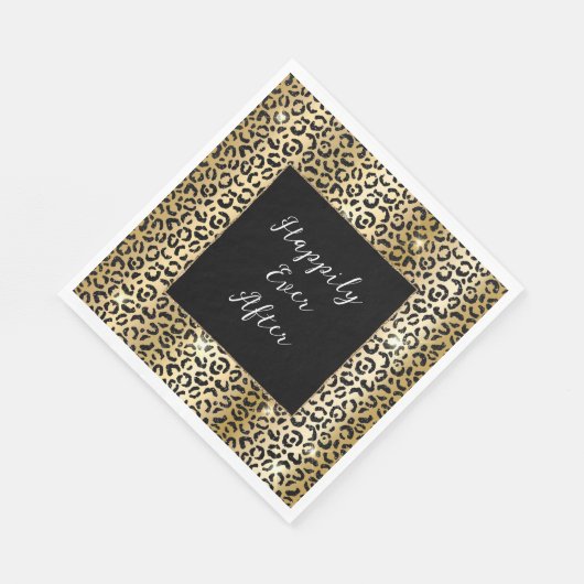 Serviette En Papier Léopard doré noir (Coin)