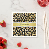 Serviette En Papier Leopard Faux Gold Parties scintillant et Foil Blac (En situation)