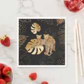 Serviette En Papier Léopard feuille d'or noir (En situation)