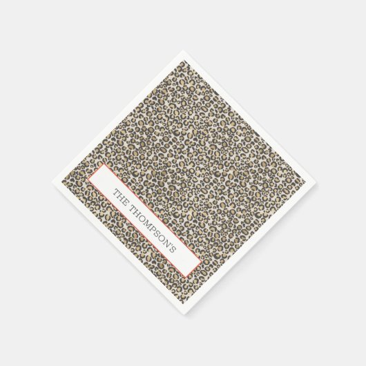 Serviette En Papier Leopard Linen Monogram Chic Safari Poster de anima (Coin)