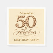 Serviette En Papier Leopard Neutral 50 & Fabulous Birthday (Devant)
