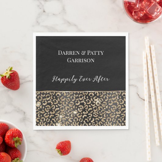 Serviette En Papier Léopard noir d'or (En situation)