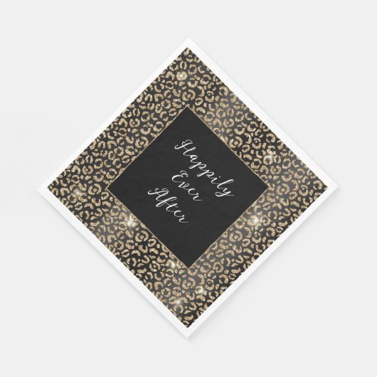 Serviette En Papier Léopard noir et or (Coin)