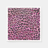 Serviette En Papier Léopard noir et rose chaud (Devant)