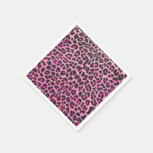 Serviette En Papier Léopard noir et rose chaud (Coin)