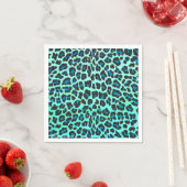 Serviette En Papier Léopard noir et Turquoise (En situation)