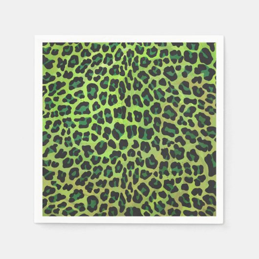 Serviette En Papier Léopard noir et vert (Devant)