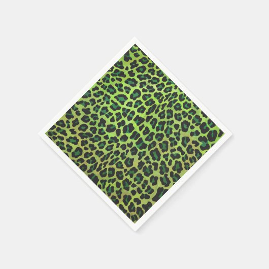 Serviette En Papier Léopard noir et vert (Coin)