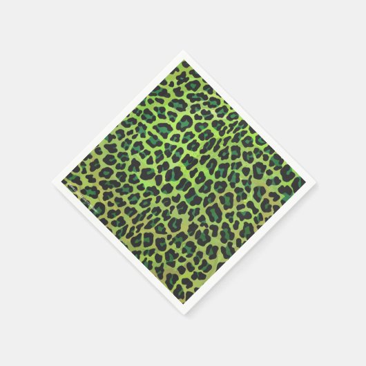 Serviette En Papier Léopard noir et vert (Coin)