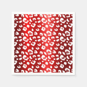 Serviette En Papier  Léopard Rouge Métallisé Élégant Chic Soirée 