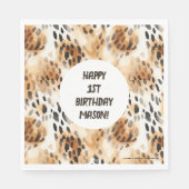 Serviette En Papier Leopard Skin Motif, Safari thème 1er anniversaire (Devant)