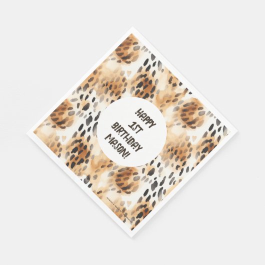 Serviette En Papier Leopard Skin Motif, Safari thème 1er anniversaire (Coin)