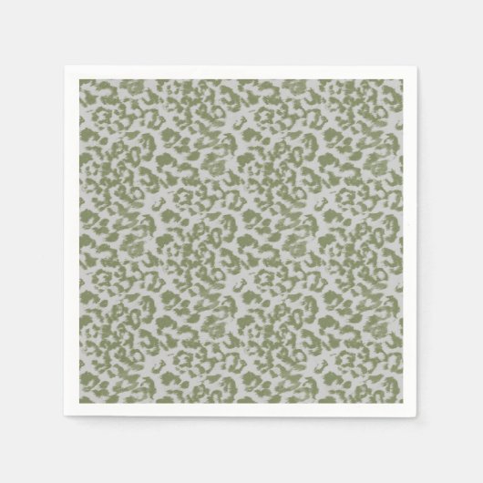 Serviette En Papier Léopard tacheté gris olive (Devant)