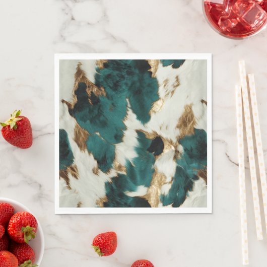 Serviette En Papier Léopard vert blanc (En situation)