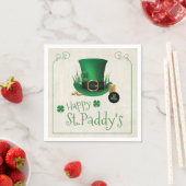 Serviette En Papier Leprechaun Casquette Happy St. Paddy's ID636 (En situation)